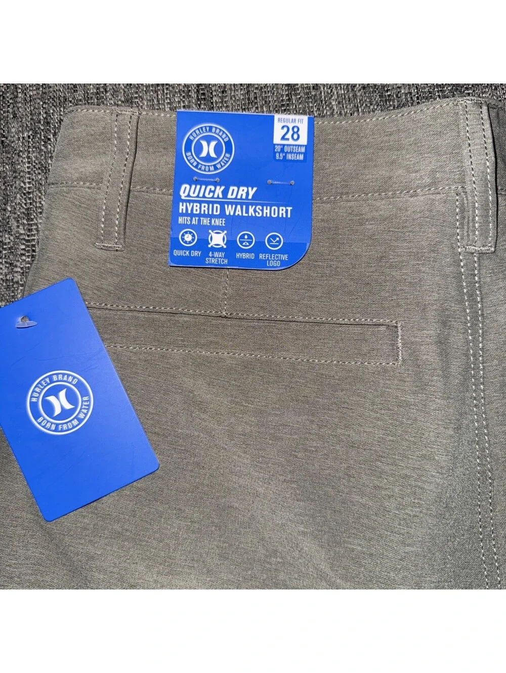 Hurley Quick Dry Hybrid Walkshort 4-Way Stretch 20” Outseam 9.5” Inseam Size 28